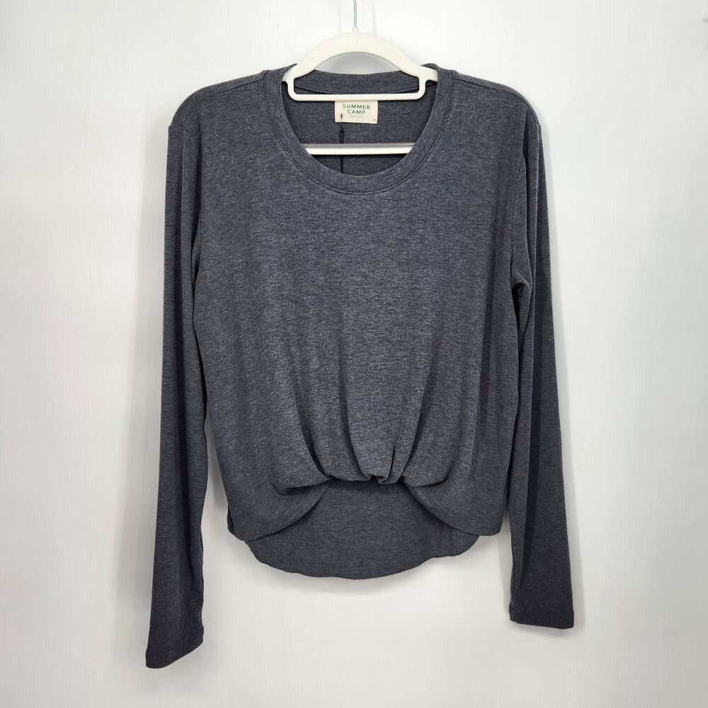NWT Summer Camp Gray The Illusive Front Tuck Long Sleeve T-shirt Women's M